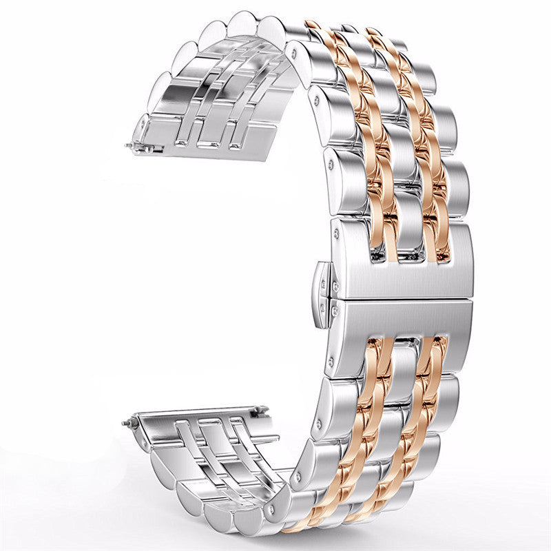 Galaxy Watch Seven Bead Butterfly Buckle Strap – Premium Stainless Steel Design - Watch Over Here