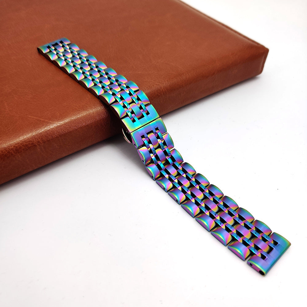 Galaxy Watch Seven Bead Butterfly Buckle Strap – Premium Stainless Steel Design - Watch Over Here