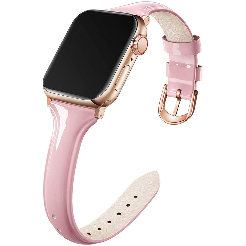 Elegant Glossy Patent Leather Waist Strap for Apple Watch - Watch Over Here