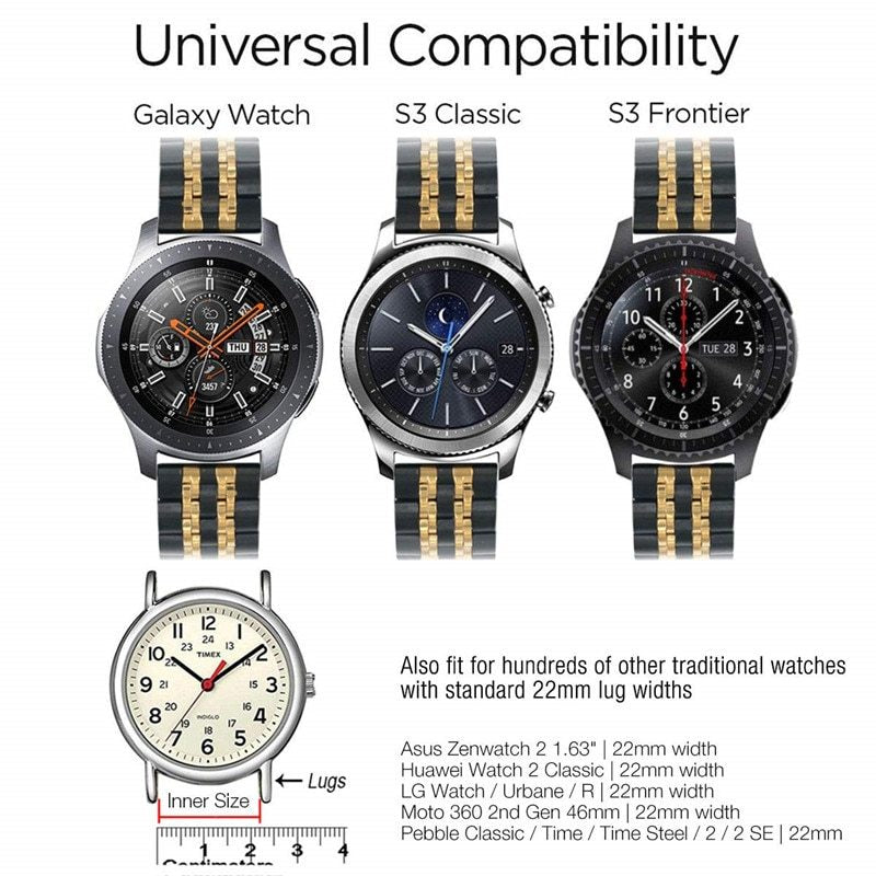 Galaxy Watch Seven Bead Butterfly Buckle Strap – Premium Stainless Steel Design - Watch Over Here