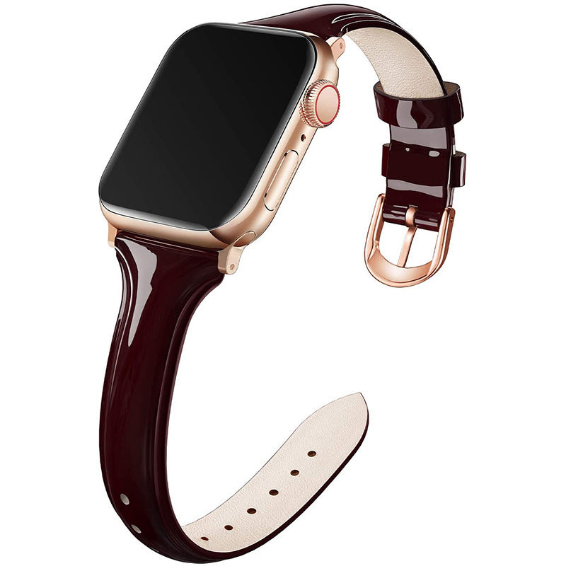 Elegant Glossy Patent Leather Waist Strap for Apple Watch - Watch Over Here