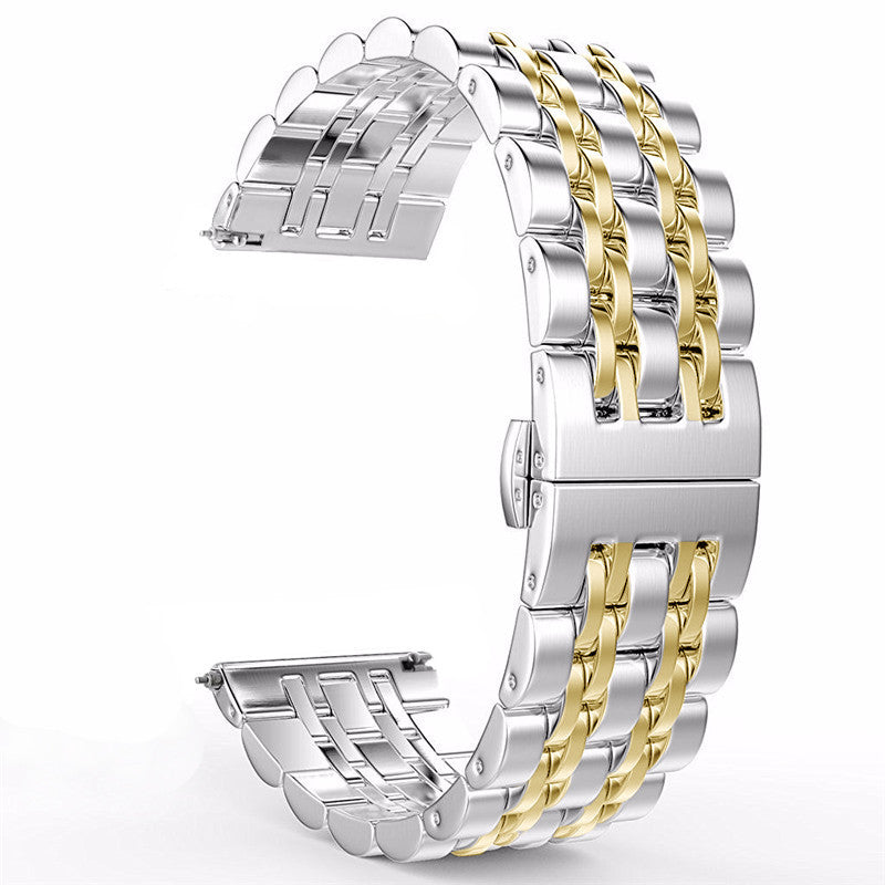 Galaxy Watch Seven Bead Butterfly Buckle Strap – Premium Stainless Steel Design - Watch Over Here