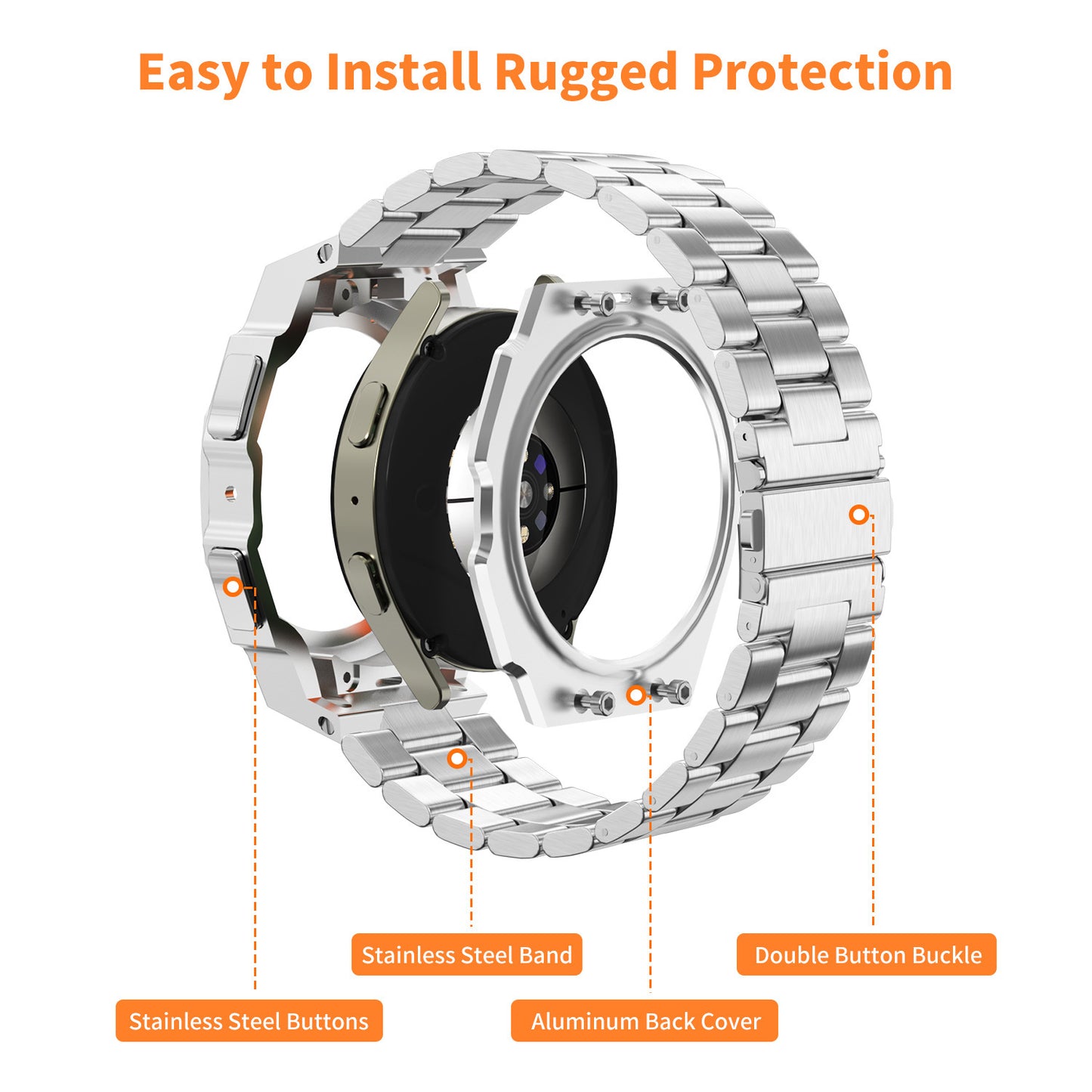 Metal Protective Case & Strap for Samsung Galaxy Watch 7 (44mm) - Watch Over Here