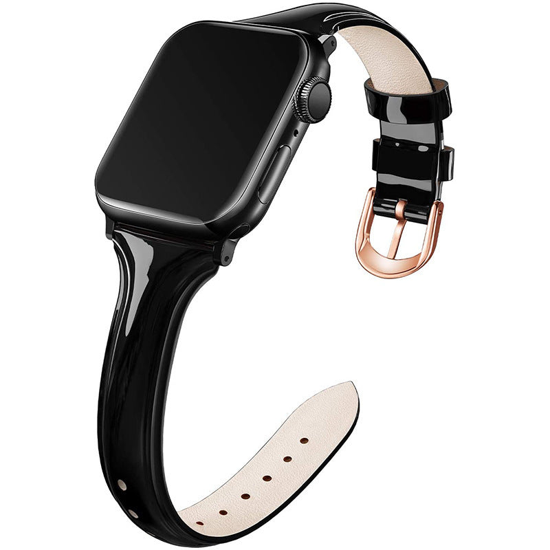 Elegant Glossy Patent Leather Waist Strap for Apple Watch - Watch Over Here