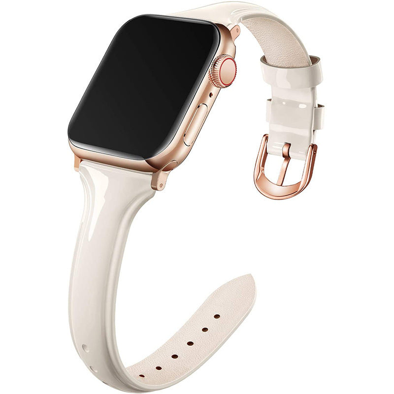 Elegant Glossy Patent Leather Waist Strap for Apple Watch - Watch Over Here