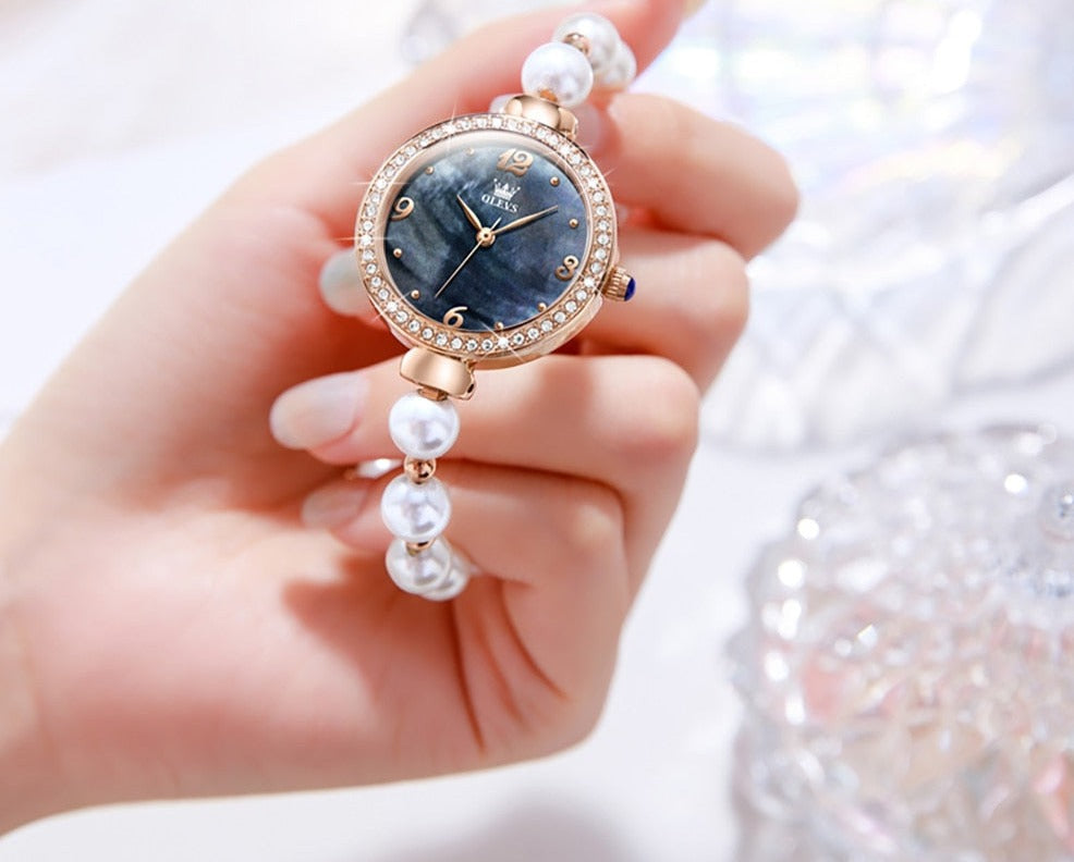 Luxury Pearl Bracelet Chain Quartz WristWatch