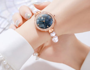 Luxury Pearl Bracelet Chain Quartz WristWatch