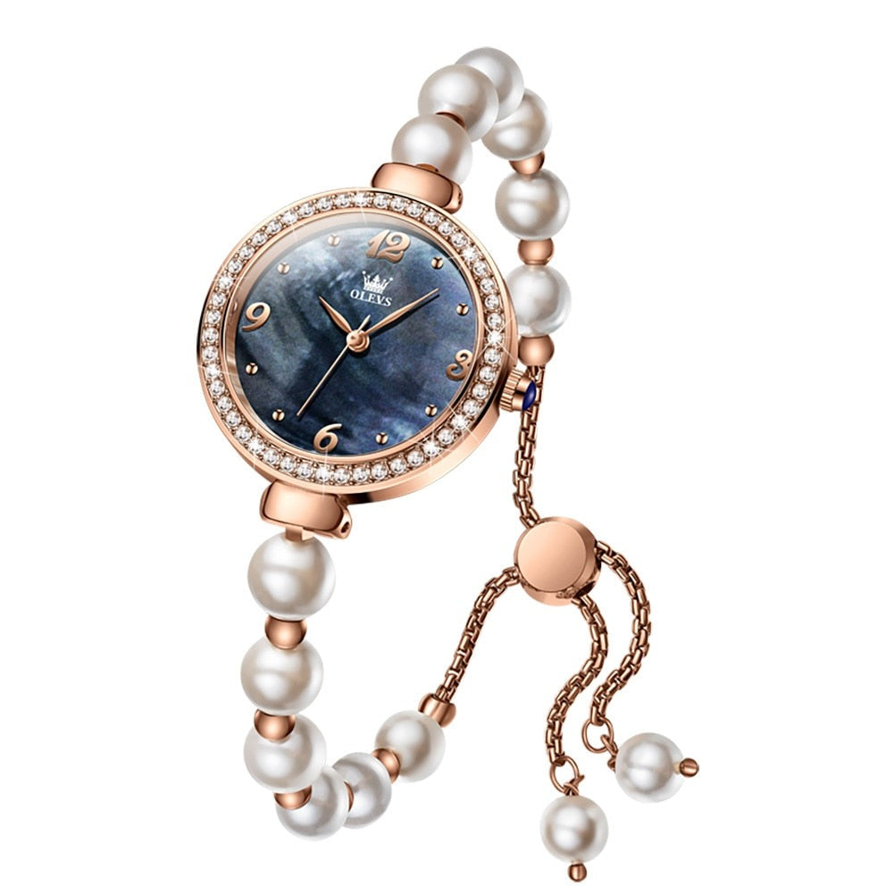 Luxury Pearl Bracelet Chain Quartz WristWatch