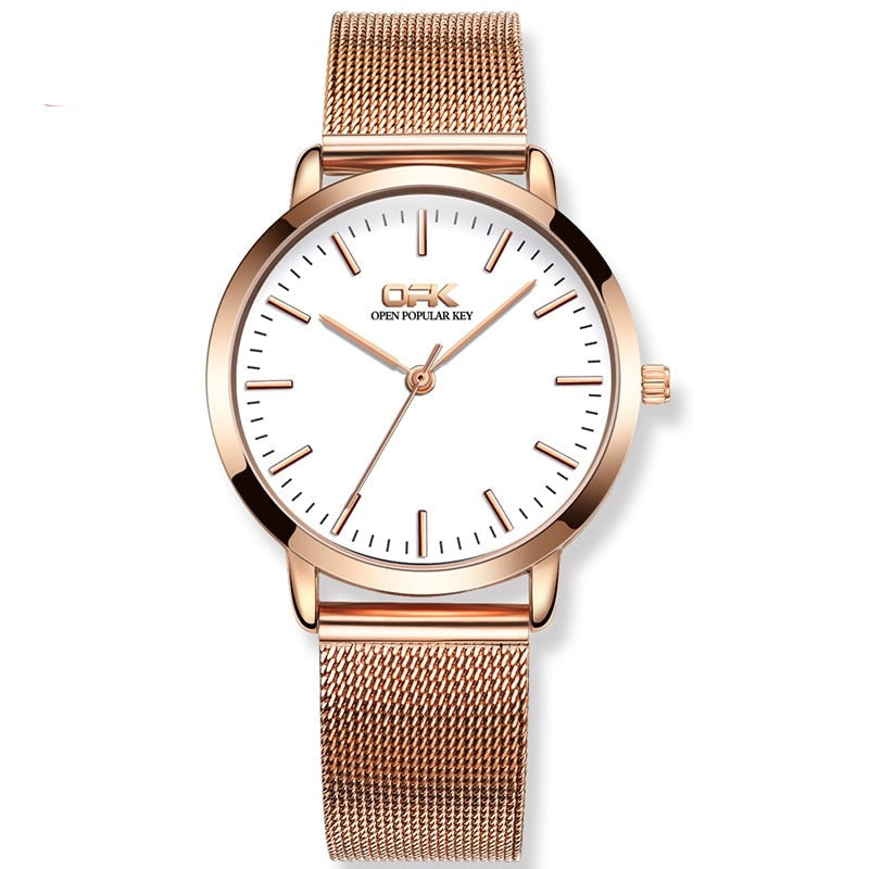 Women Rose Gold Case Ladies Wristwatch