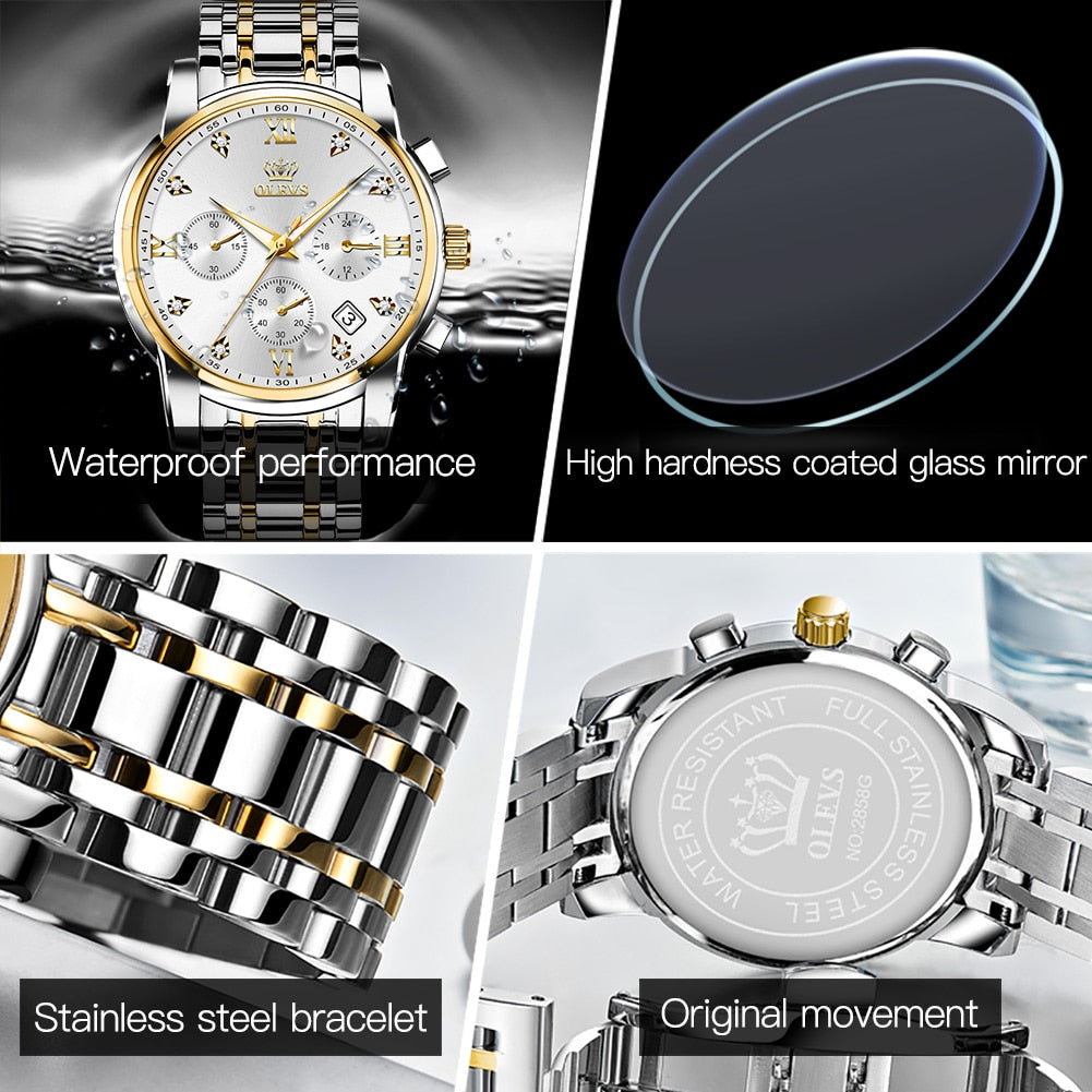 Waterproof Chronograph Sports Dress Wristwatch