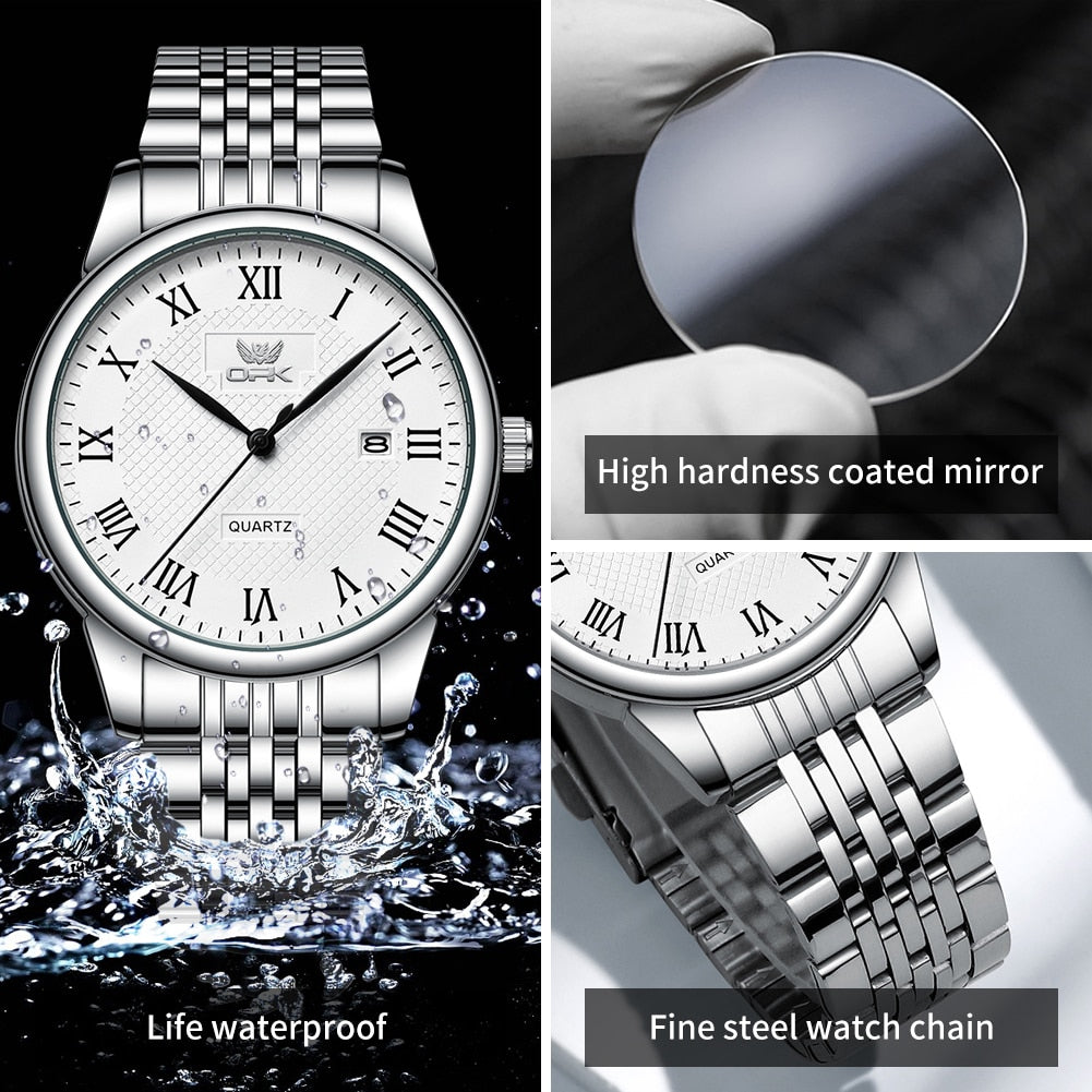 Roman Stainless Steel Waterproof Watch