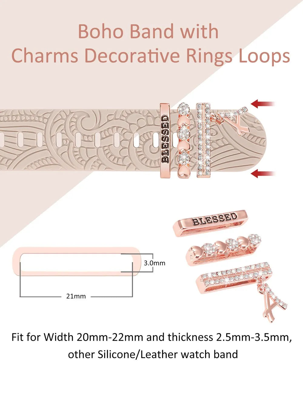 Charms Decorative Ring Loop for Apple Watch Band